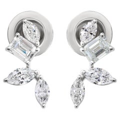 Orecchini di diamanti fini da 0,96 carati SI Clarity HI Color Oro bianco 9 carati