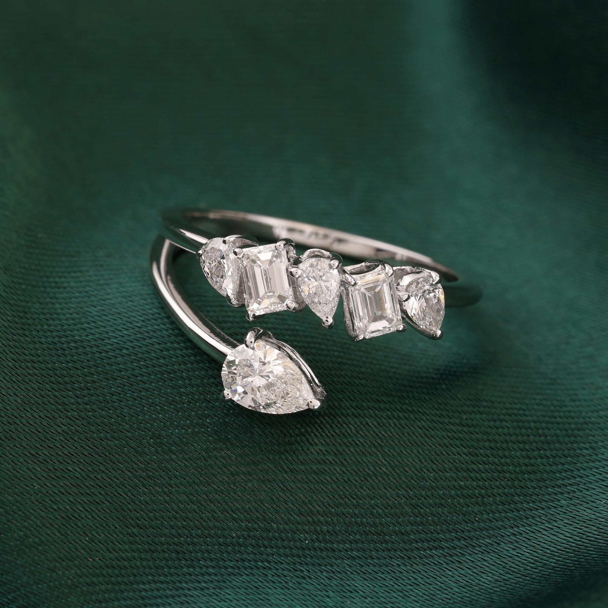 Natürlicher 0,96 Karat SI Reinheit HI Farbe Diamantring 18 Karat Weißgold Schmuck (Moderne) im Angebot