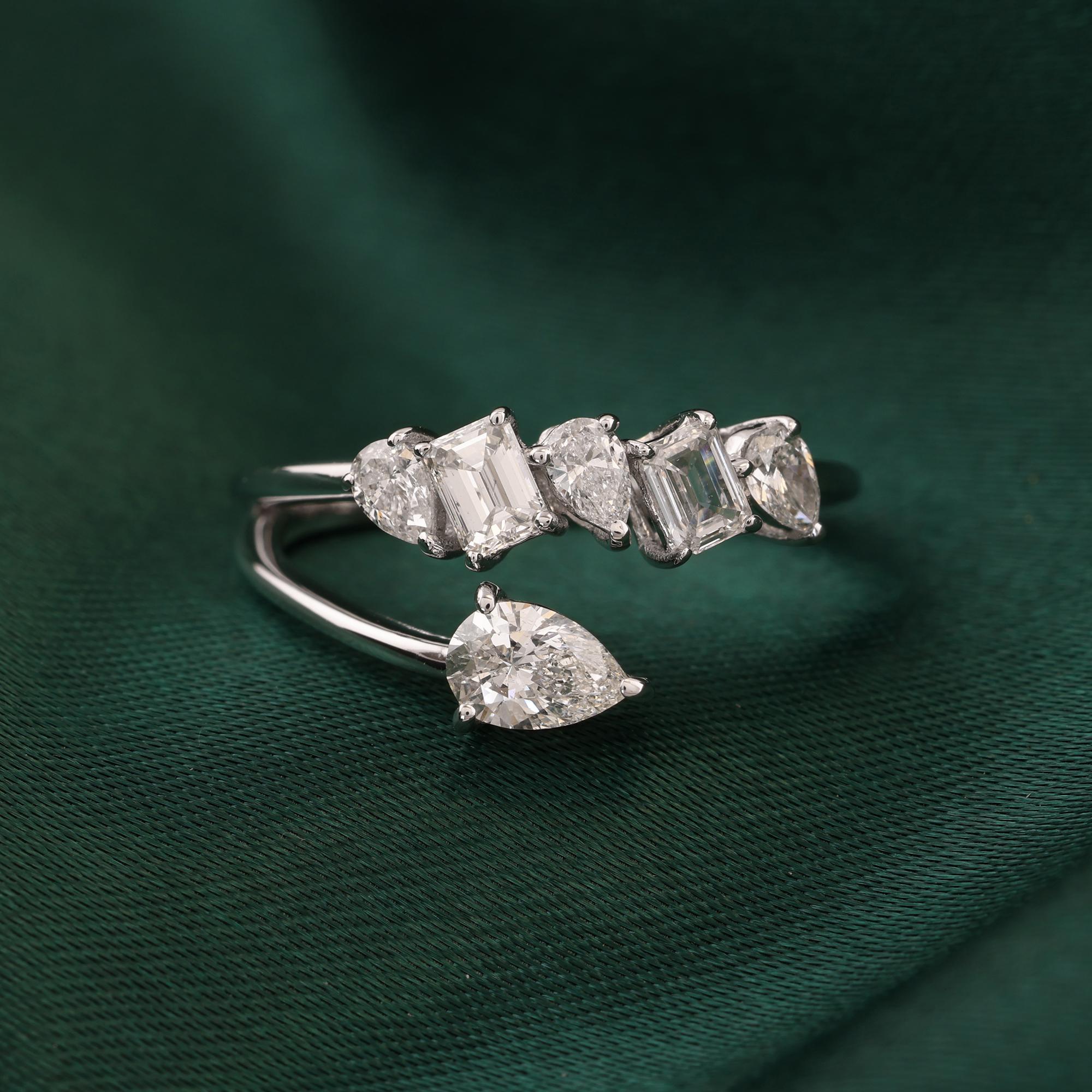 Natürlicher 0,96 Karat SI Reinheit HI Farbe Diamantring 18 Karat Weißgold Schmuck (Tropfenschliff) im Angebot