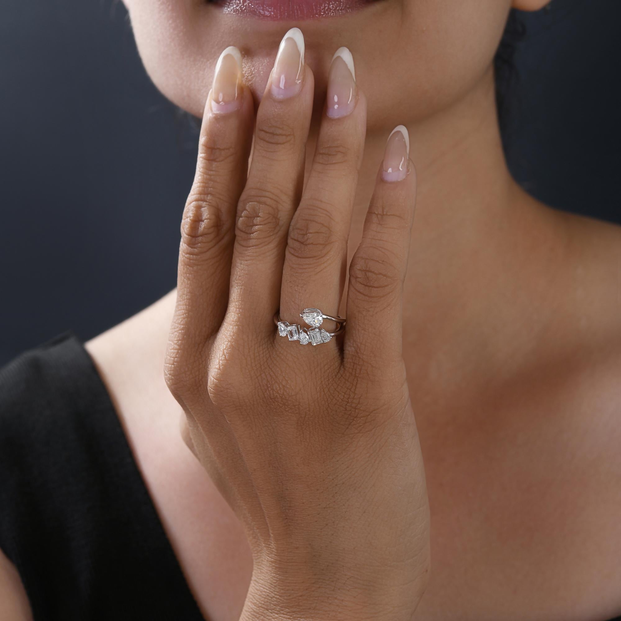 Natürlicher 0,96 Karat SI Reinheit HI Farbe Diamantring 18 Karat Weißgold Schmuck im Zustand „Neu“ im Angebot in Diera, AE