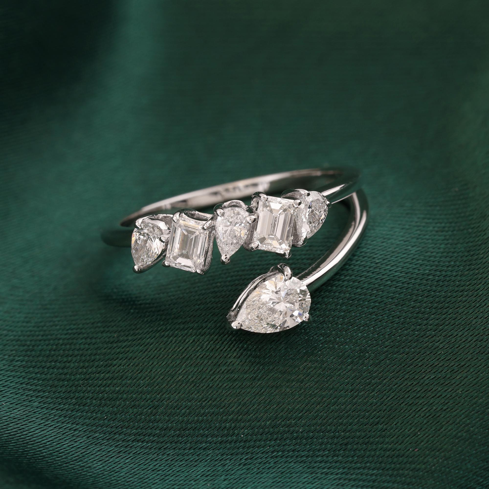 Natürlicher 0,96 Karat SI Reinheit HI Farbe Diamantring 18 Karat Weißgold Schmuck Damen im Angebot