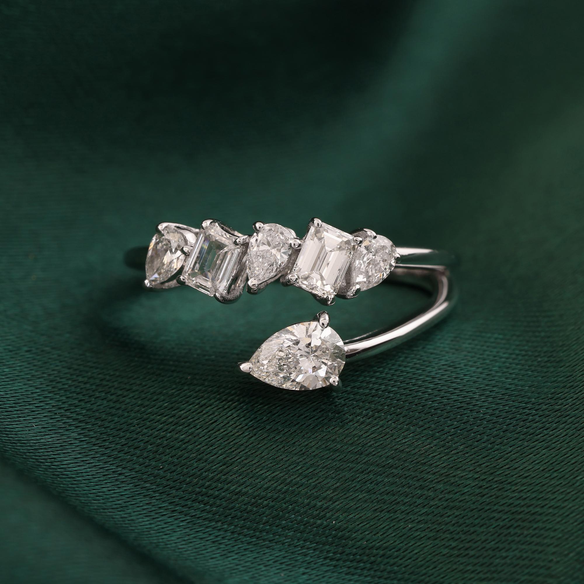 Natürlicher 0,96 Karat SI Reinheit HI Farbe Diamantring 18 Karat Weißgold Schmuck im Angebot 1