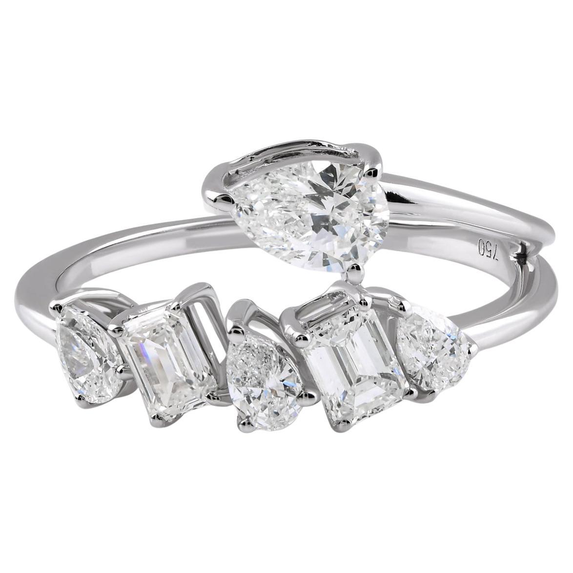 Nature 0.96 Carat SI Clarity HI Color Diamond Ring 18 Karat White Gold Jewelry