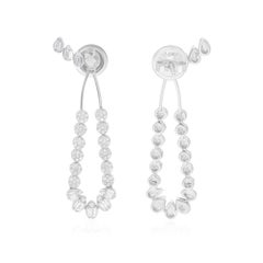 Natural 0.96 Carat SI/H Baguette Diamond Jacket Earrings 18 Karat White Gold