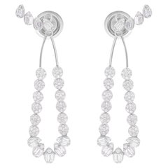 Orecchini a giacca con diamante naturale da 0,96 carati SI/H Baguette in oro bianco 18 carati