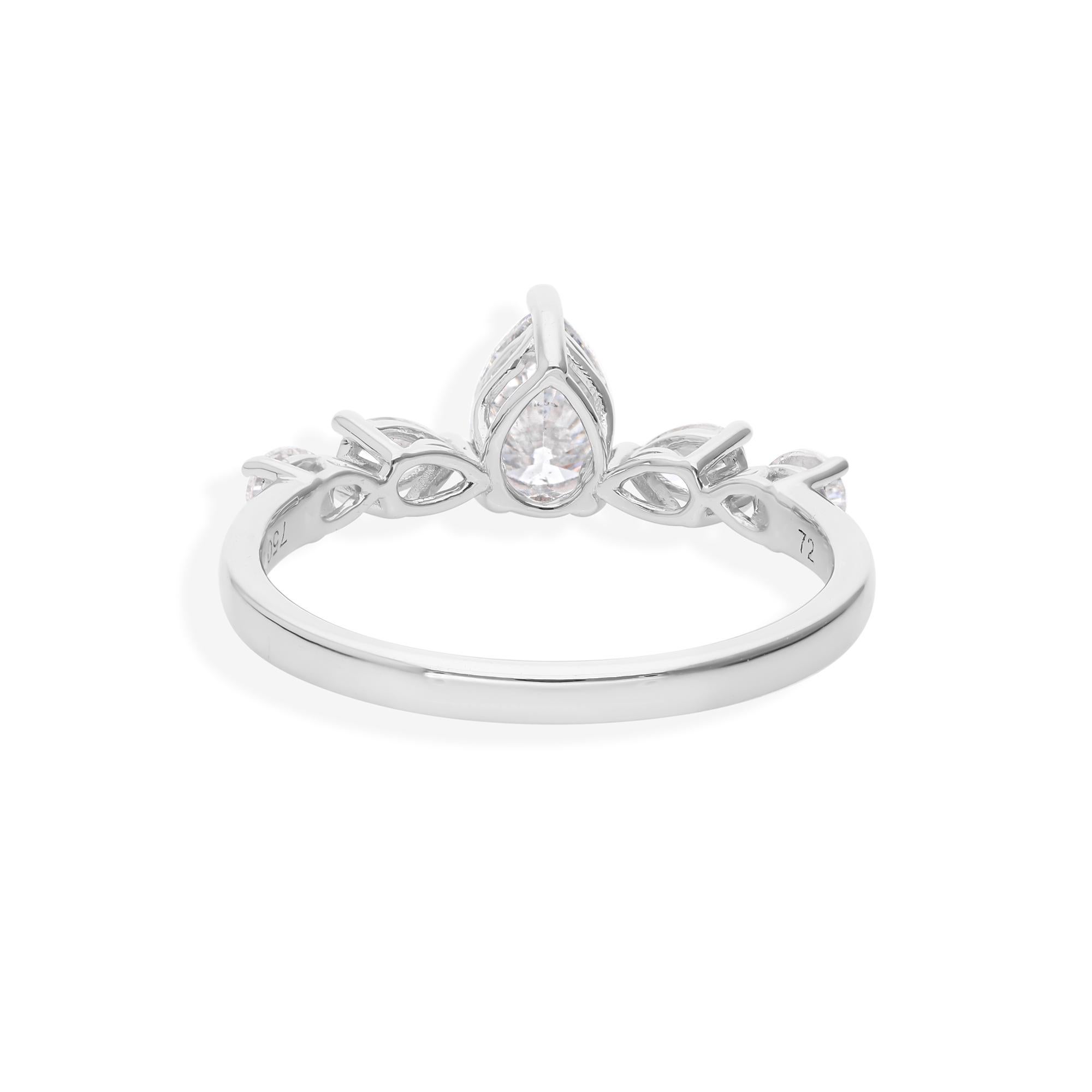 in vendita:  Anello con diamante naturale da 0,97 carati SI Clarity HI Color Gioielli in oro bianco 18 carati 2