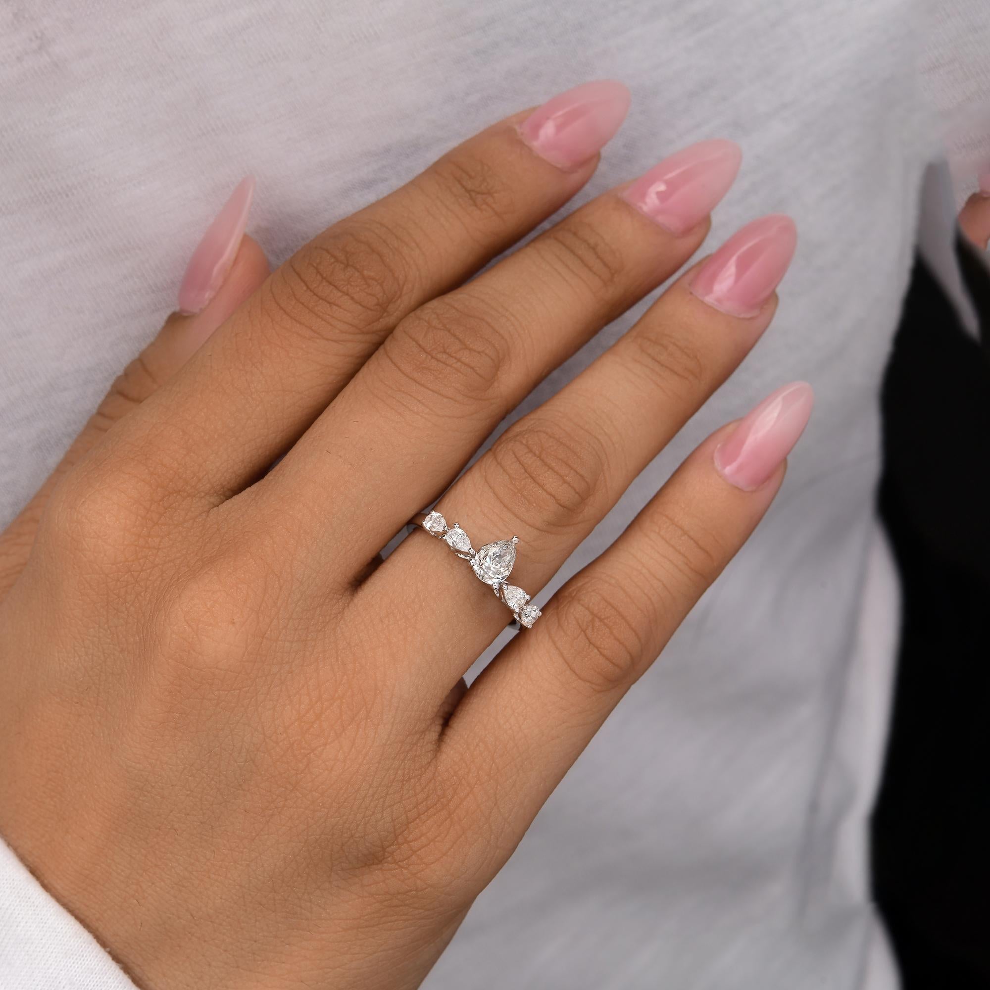 in vendita:  Anello con diamante naturale da 0,97 carati SI Clarity HI Color Gioielli in oro bianco 18 carati 3