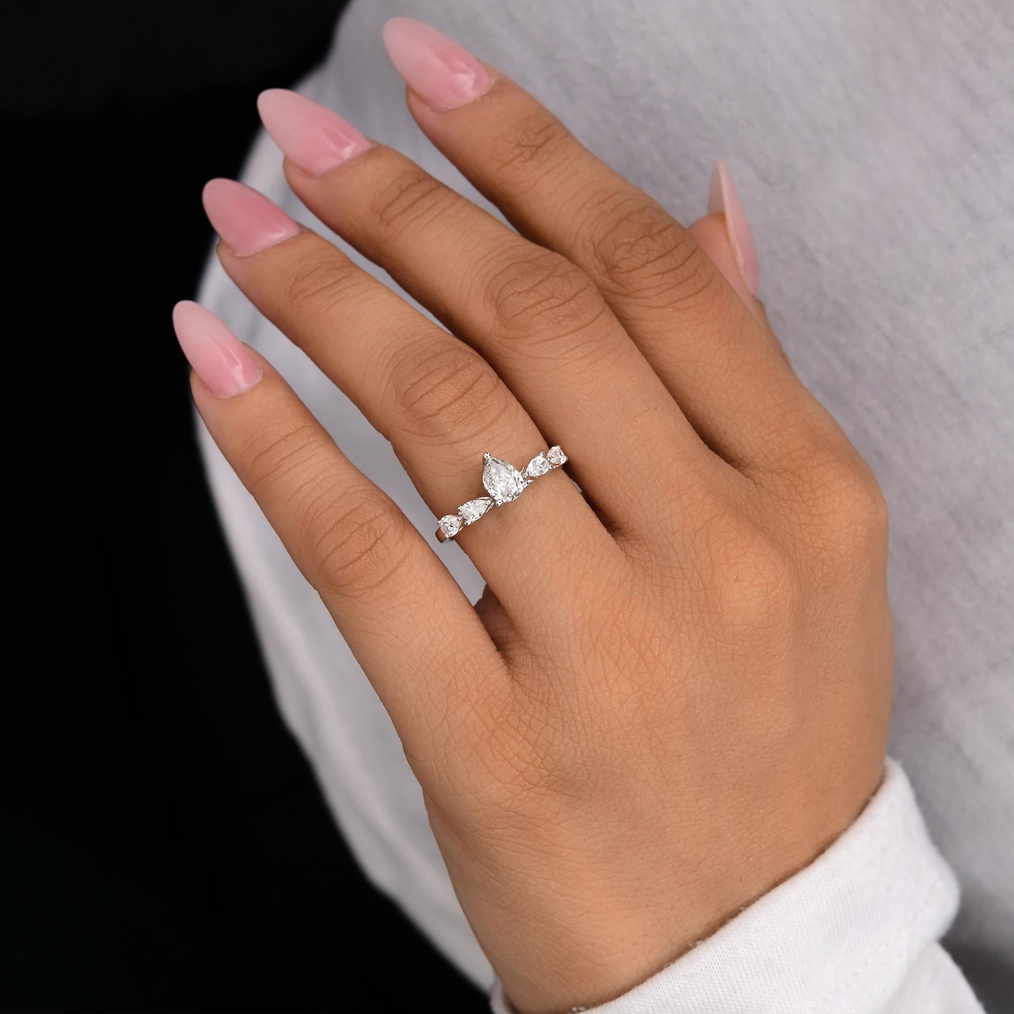 in vendita:  Anello con diamante naturale da 0,97 carati SI Clarity HI Color Gioielli in oro bianco 18 carati 4