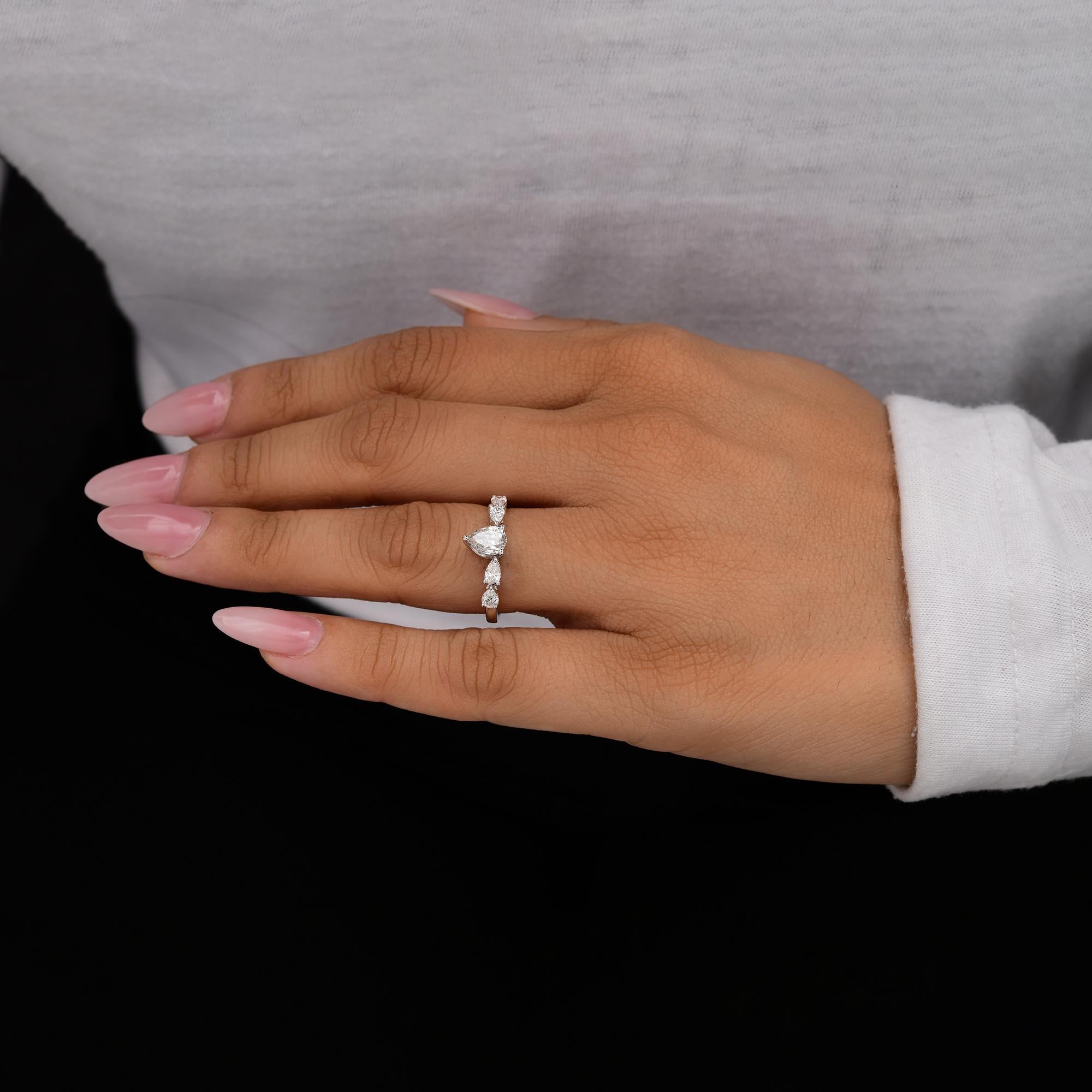 in vendita:  Anello con diamante naturale da 0,97 carati SI Clarity HI Color Gioielli in oro bianco 18 carati 5