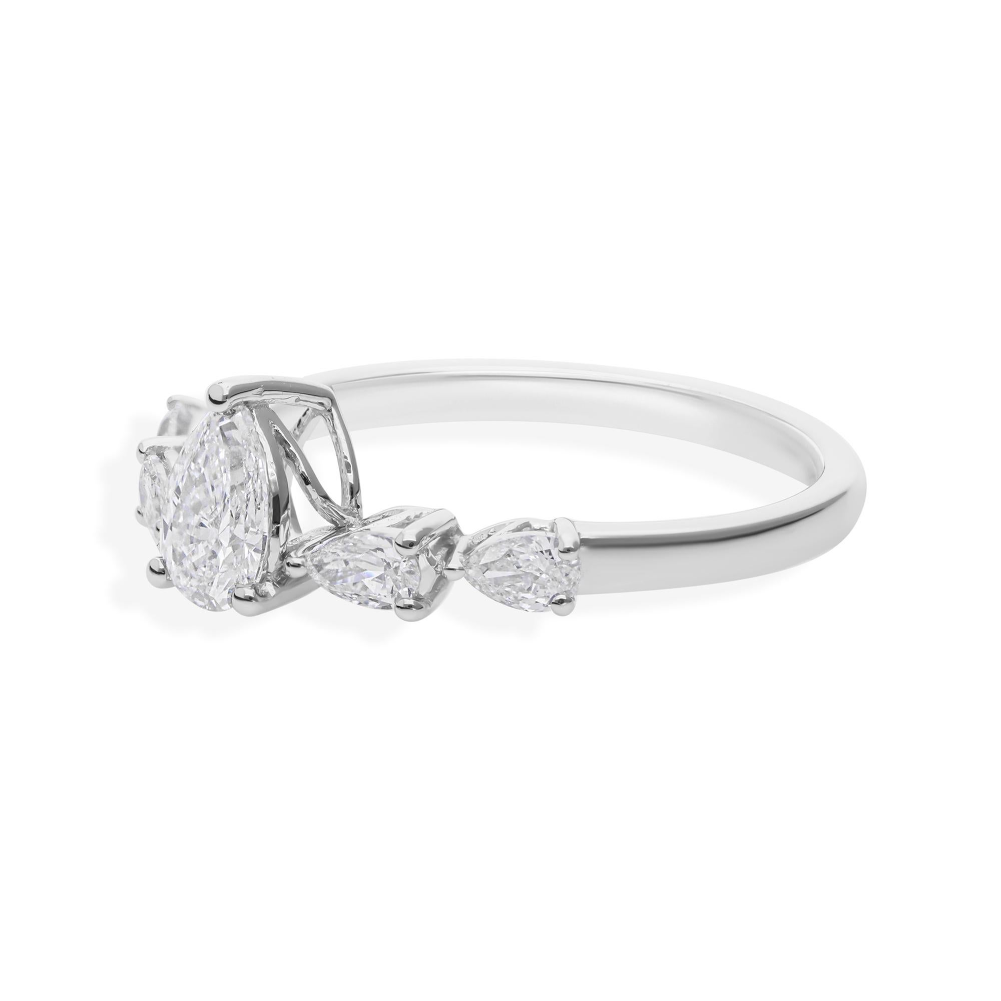 in vendita:  Anello con diamante naturale da 0,97 carati SI Clarity HI Color Gioielli in oro bianco 18 carati 6