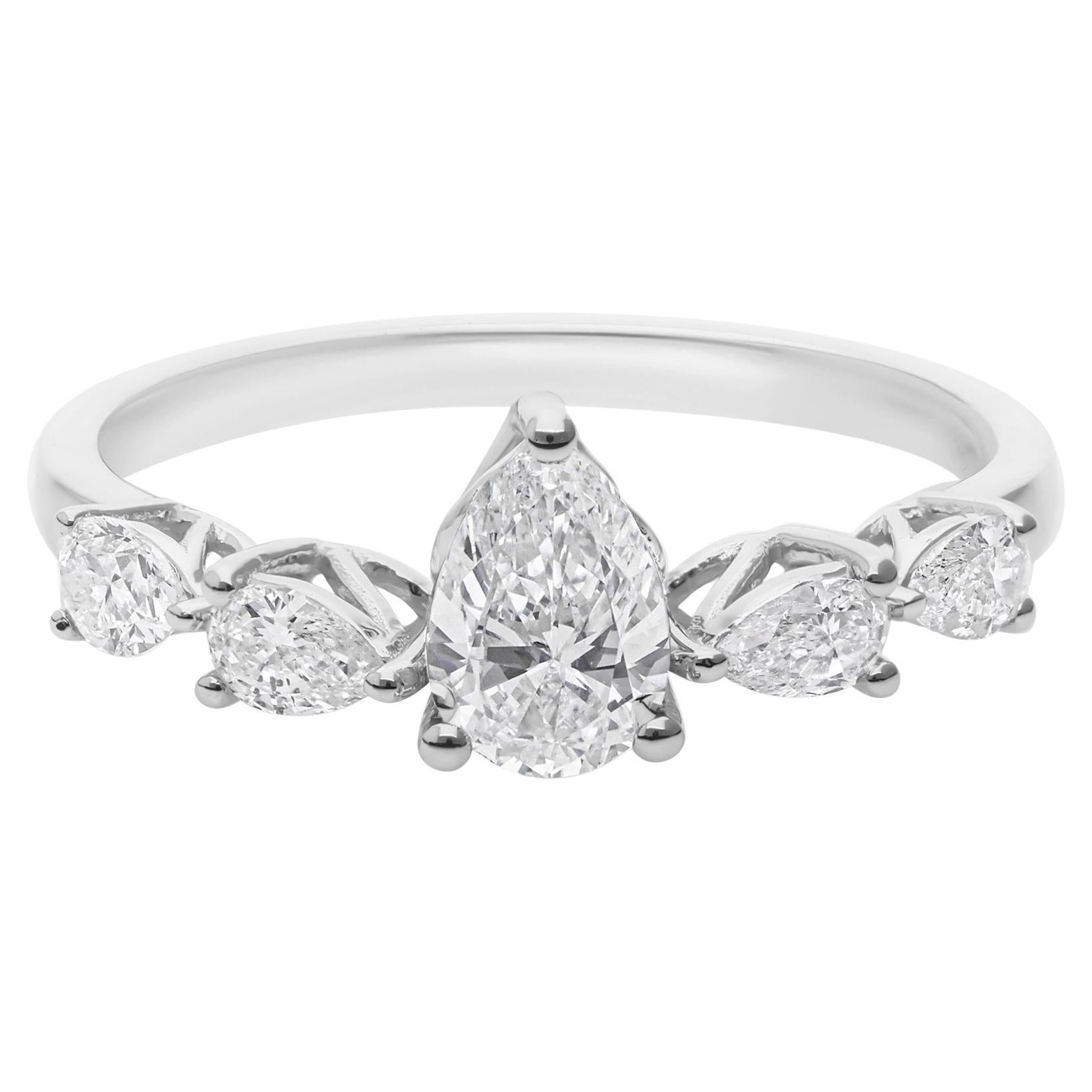 in vendita:  Anello con diamante naturale da 0,97 carati SI Clarity HI Color Gioielli in oro bianco 18 carati