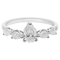 Nature 0.97 Carat SI Clarity HI Color Diamond Ring 18 Karat White Gold Jewelry