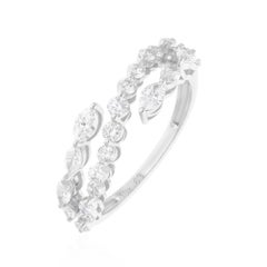 Natural 0.97 Carat SI Clarity HI Color Marquise Diamond Ring 18 Karat White Gold