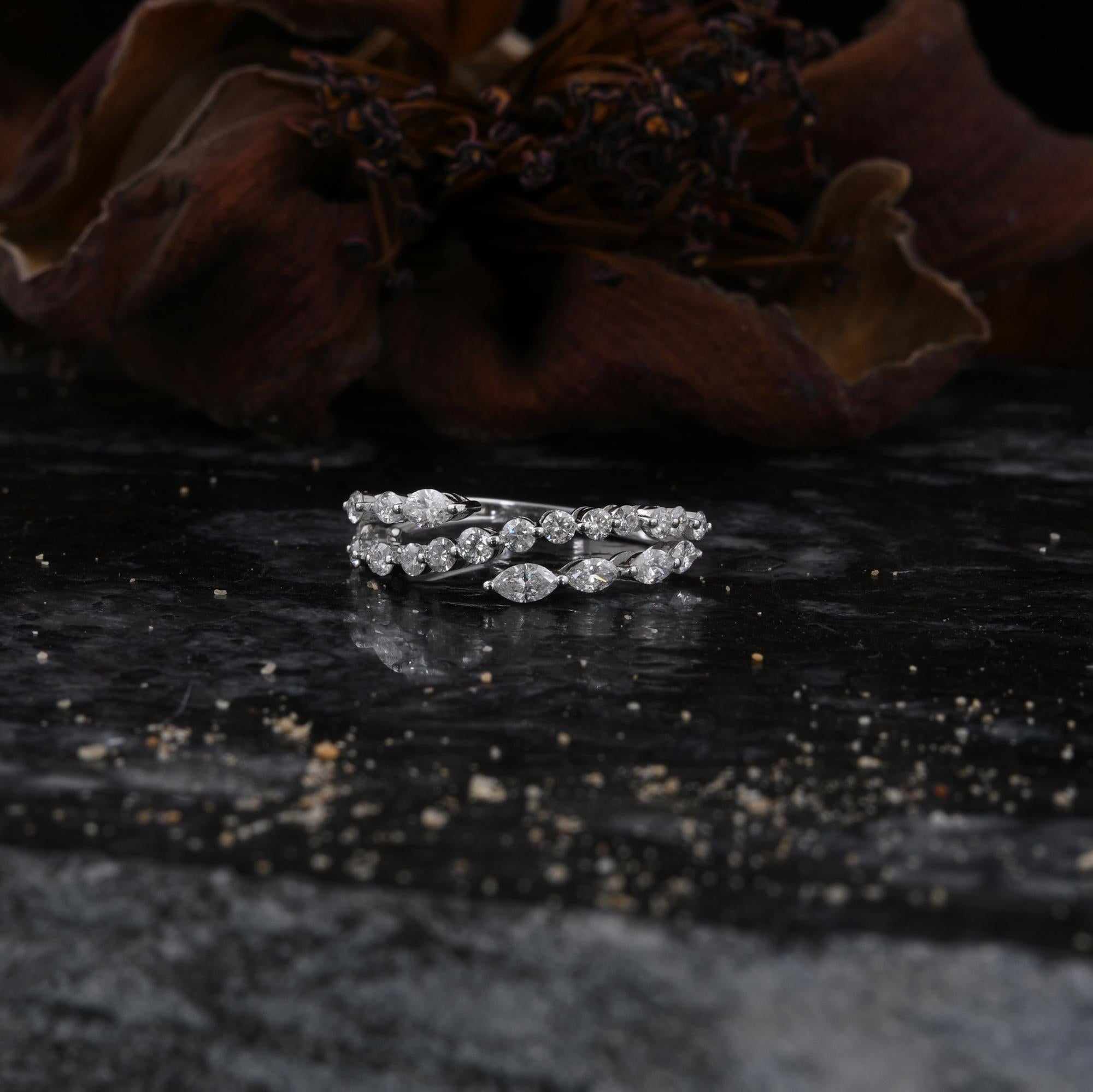 Natürlicher 0,97 Karat SI Reinheit HI Farbe Marquise Diamantring 18 Karat Weißgold (Moderne) im Angebot