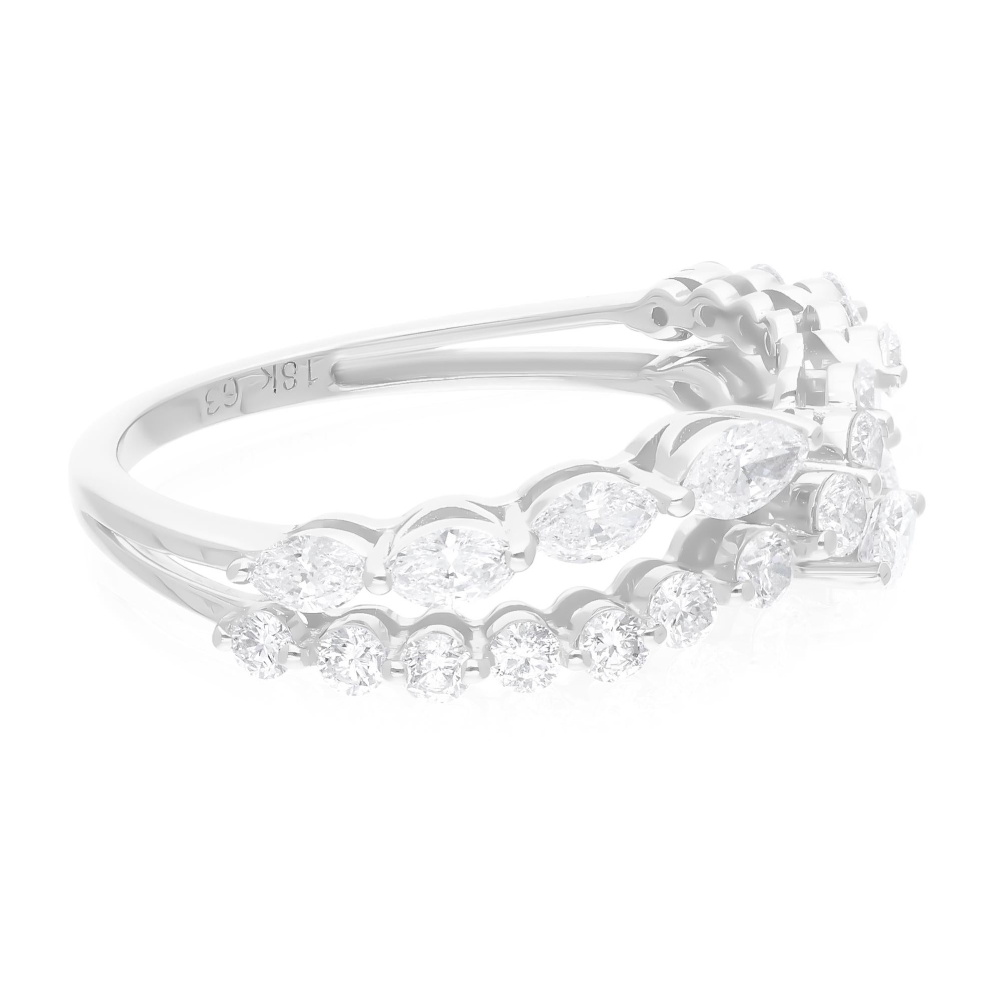 Natürlicher 0,97 Karat SI Reinheit HI Farbe Marquise Diamantring 18 Karat Weißgold Damen im Angebot