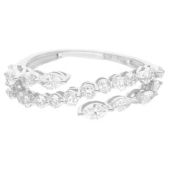 Anello con diamante marquise naturale da 0,97 carati, purezza SI e colore HI, oro bianco 18 carati