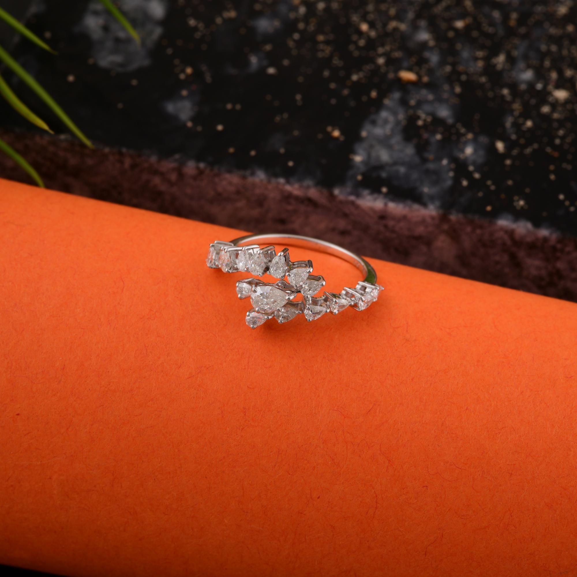 Handgefertigter natürlicher 0,97 Karat SI/H birnenförmiger Diamantring aus 14 Karat Weißgold im Angebot 1