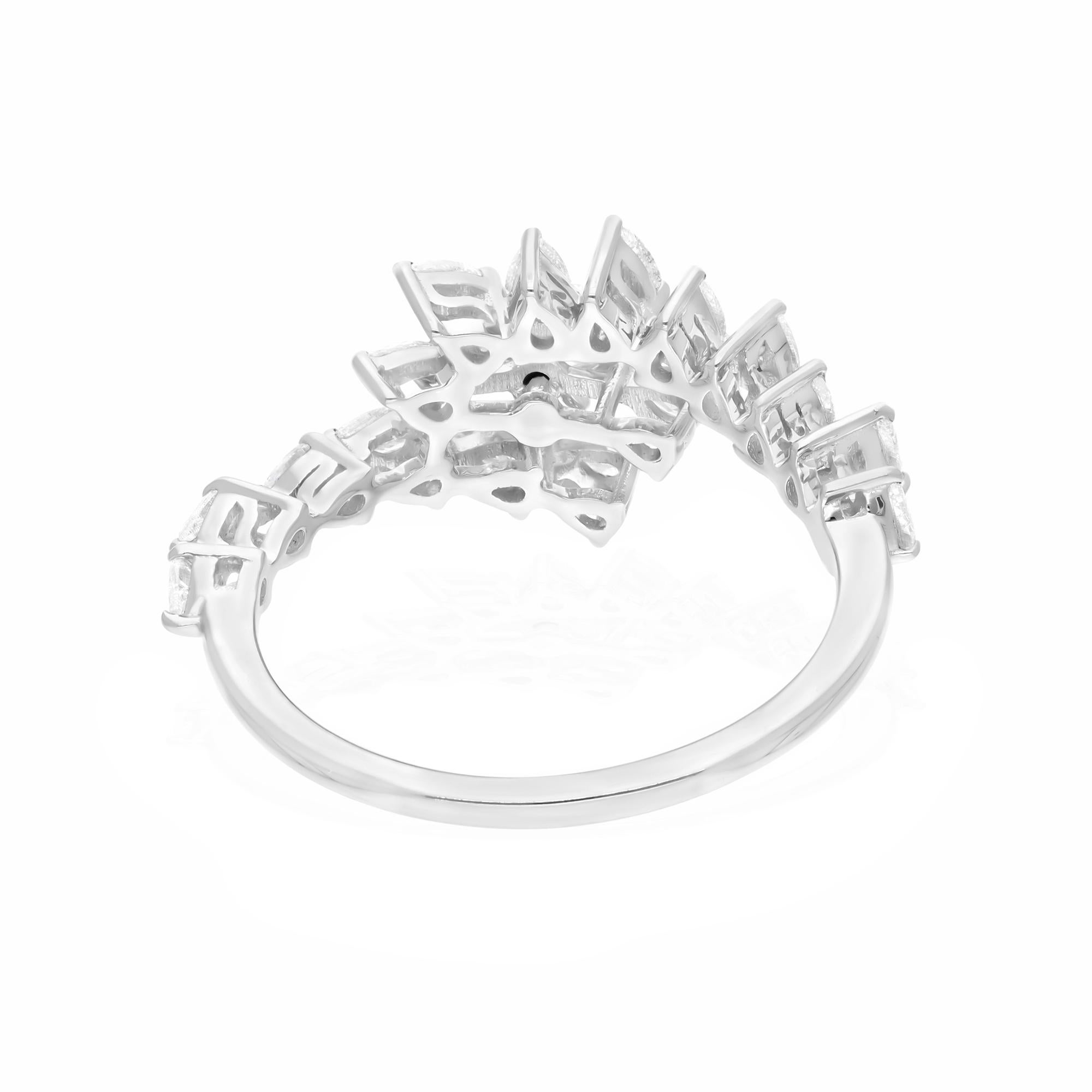 Handgefertigter natürlicher 0,97 Karat SI/H birnenförmiger Diamantring aus 14 Karat Weißgold im Angebot 3