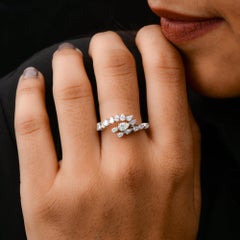 Natural 0.97 Carat SI/H Pear Diamond Ring 18 Karat White Gold Handmade Jewelry