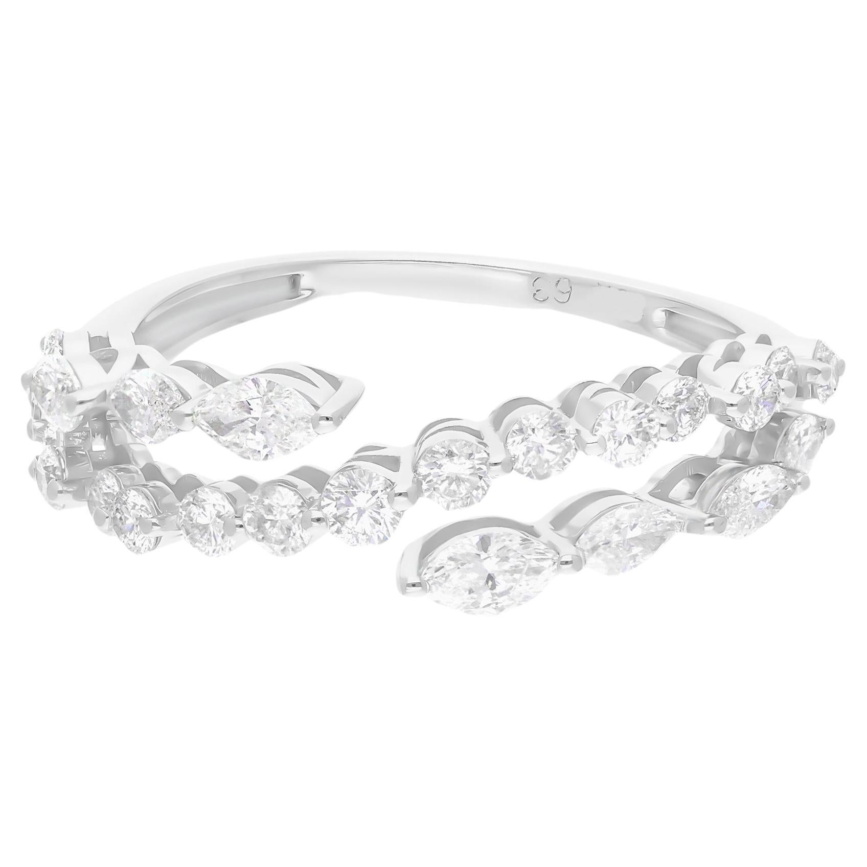 Natural 0.97 Carat SI/HI Marquise Diamond Ring 14 Karat White Gold Fine Jewelry