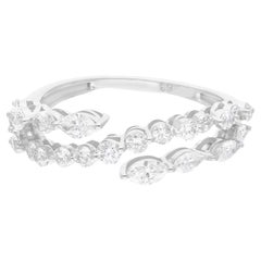 Bague de joaillerie fine en or blanc 14 carats avec diamant marquise naturel de 0,97 carat SI/HI