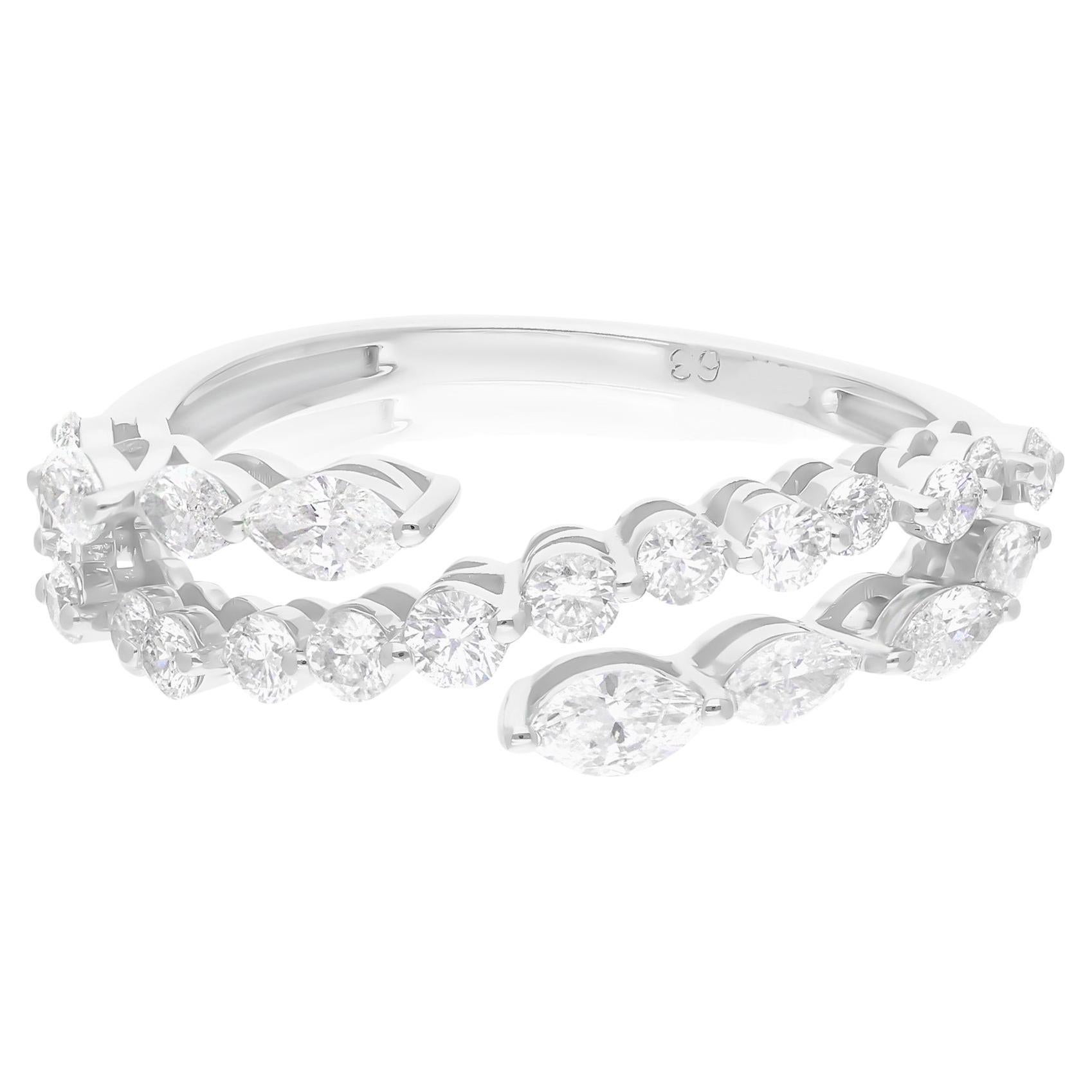 Natürlicher 0,97 Karat SI/HI Marquise-Diamantring 14 Karat Weißgold feiner Schmuck