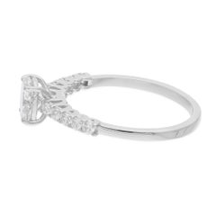 Natural 0.97 Carats Solitaire Oval Diamond Ring 18 Karat White Gold Fine Jewelry