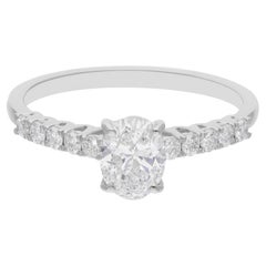 Natürlicher 0,97 Karat Solitär Oval Diamantring 18 Karat Weißgold feiner Schmuck