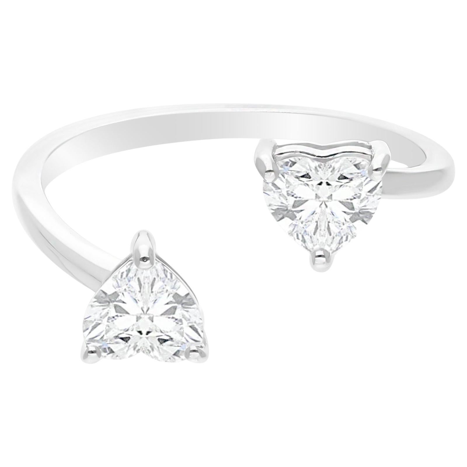 Anello da polso con diamante naturale da 0,98 carati e cuore in oro bianco da 18 carati Gioielli fatti a mano