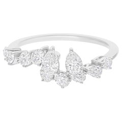 Natural 0.98 Carat SI/H Diamond Cluster Wedding Band Ring 18 Karat White Gold