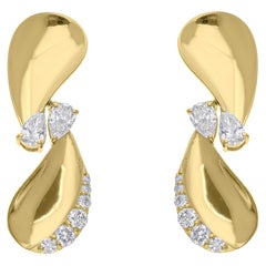 Orecchini a goccia con diamante naturale da 0,98 carati SI/H Gioielli in oro giallo 18 carati