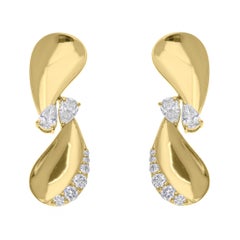 Pendientes de gota de diamante SI/H natural de 0,98 quilates Joyas de oro amarillo de 18 quilates