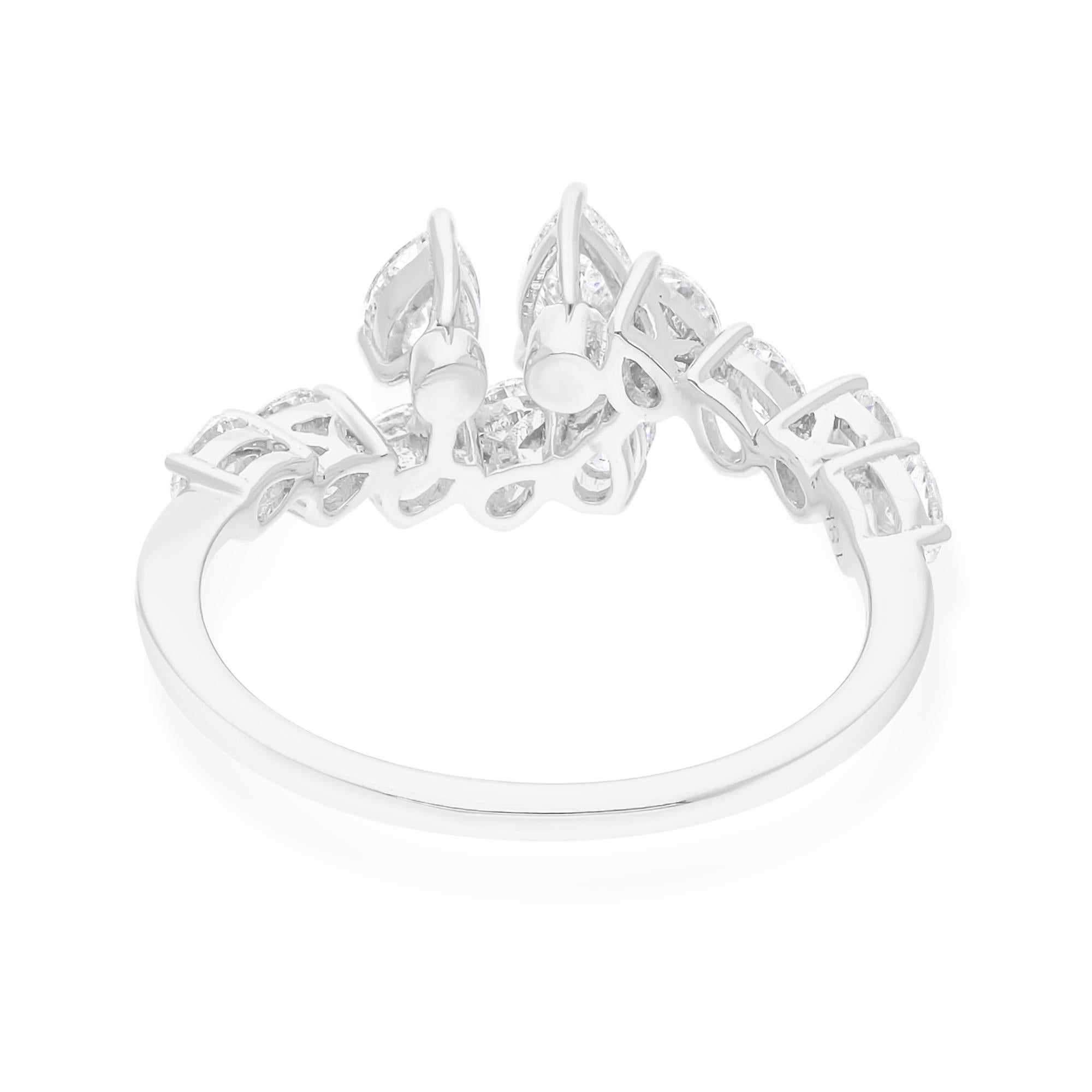 Bague fine joaillerie en or blanc 14 carats avec diamant naturel en forme de poire de 0,98 carat SI/H Neuf - En vente à Diera, Dubai