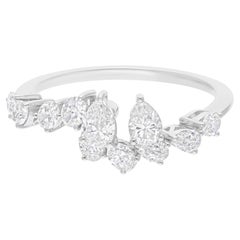 Bague fine joaillerie en or blanc 14 carats avec diamant naturel en forme de poire de 0,98 carat SI/H