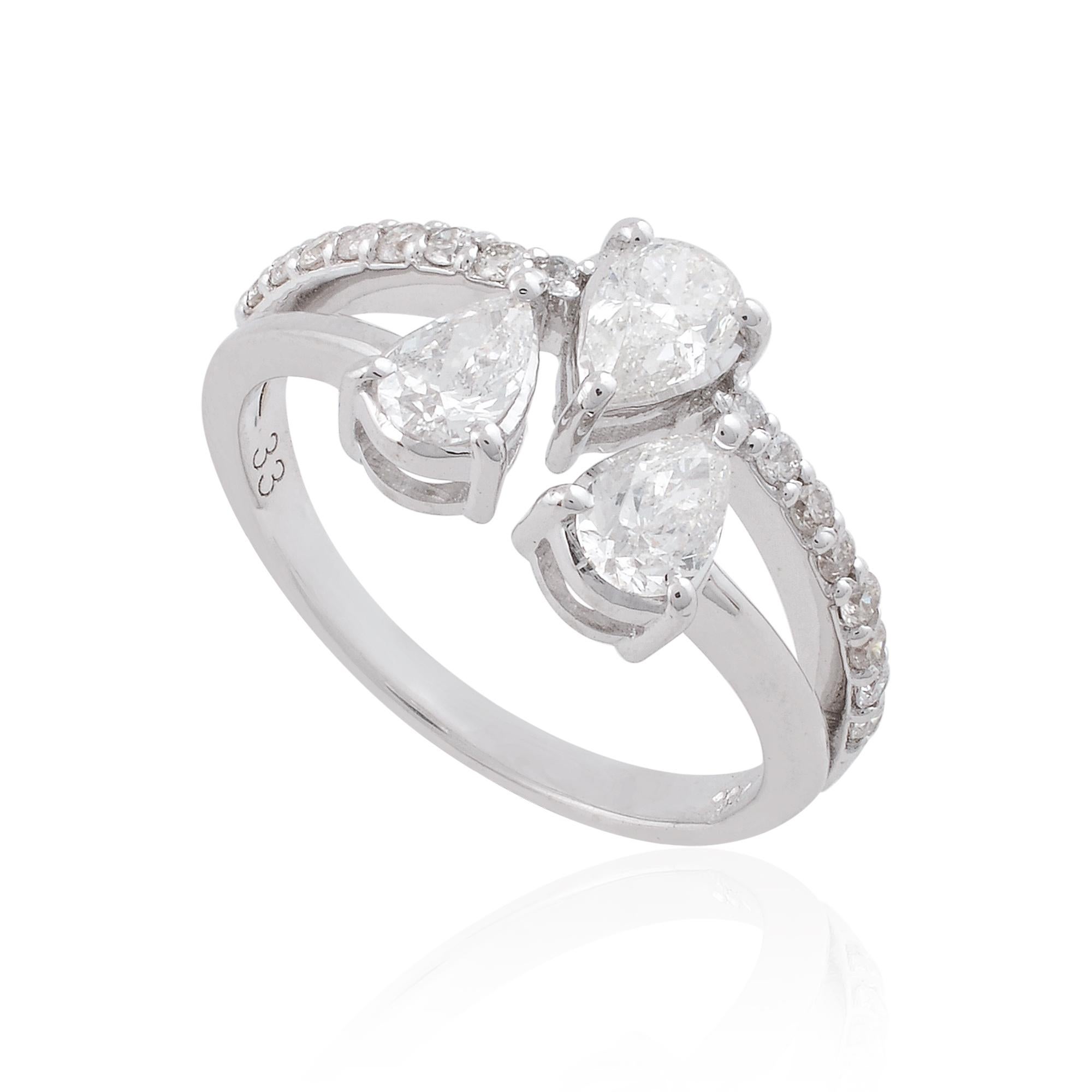 Natürlicher 0,99 Karat SI Reinheit HI Farbe Birnenform Diamantring 18k Weißgold (Moderne) im Angebot