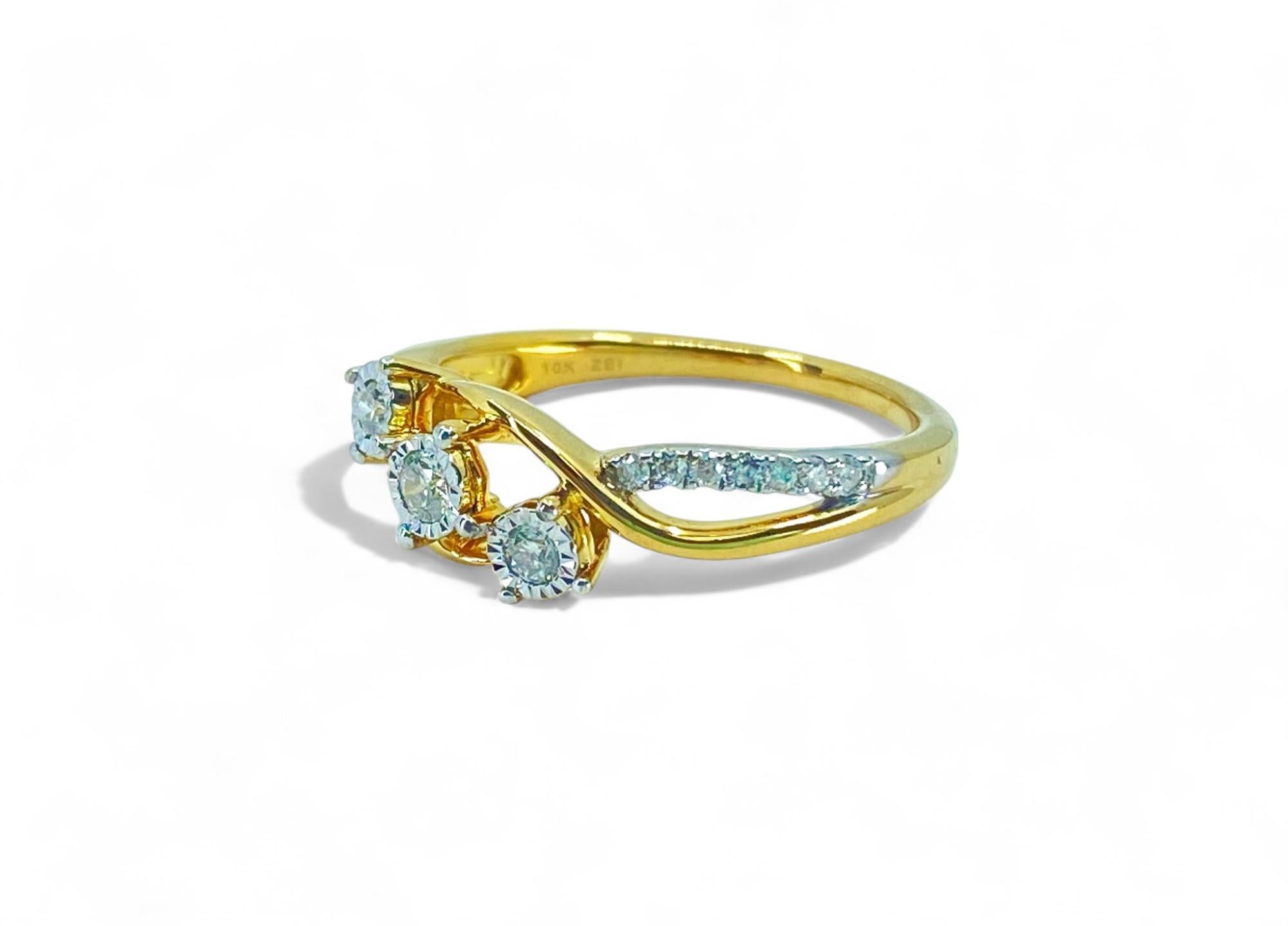 Fashioned from radiant 14k yellow gold, this classic Victorian-era ring features a total of 0.50 carats of round brilliant-cut diamonds. The diamonds boast VS clarity and G color, adding brilliance to the elegant design. With a timeless appeal, this