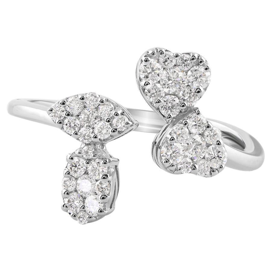 Bague manchette designer en or blanc 14 carats avec diamants ronds naturels de 1/2 carat en vente