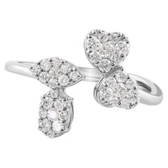 Bague manchette designer en or blanc 14 carats avec diamants ronds naturels de 1/2 carat