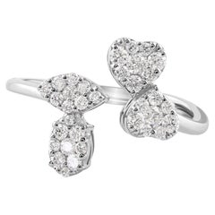 Natural 1/2 Carat Round Diamond Designer Cuff Ring 18 Karat White Gold Jewelry