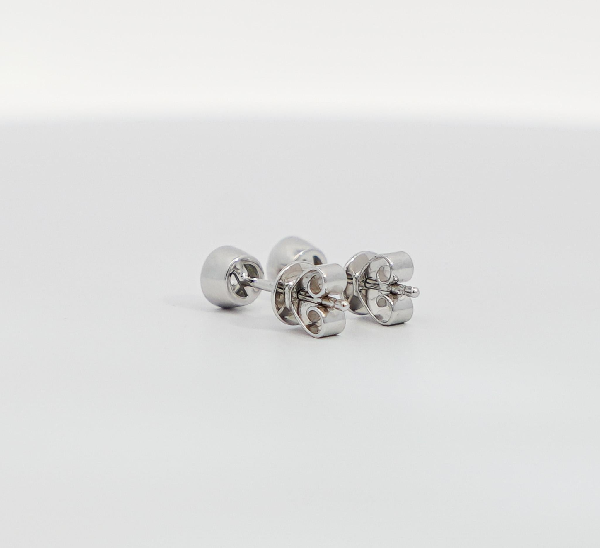 Natural 1/3 CTTW Bezel Set Round Cut Diamond Stud Earrings in 14k White Gold For Sale 1