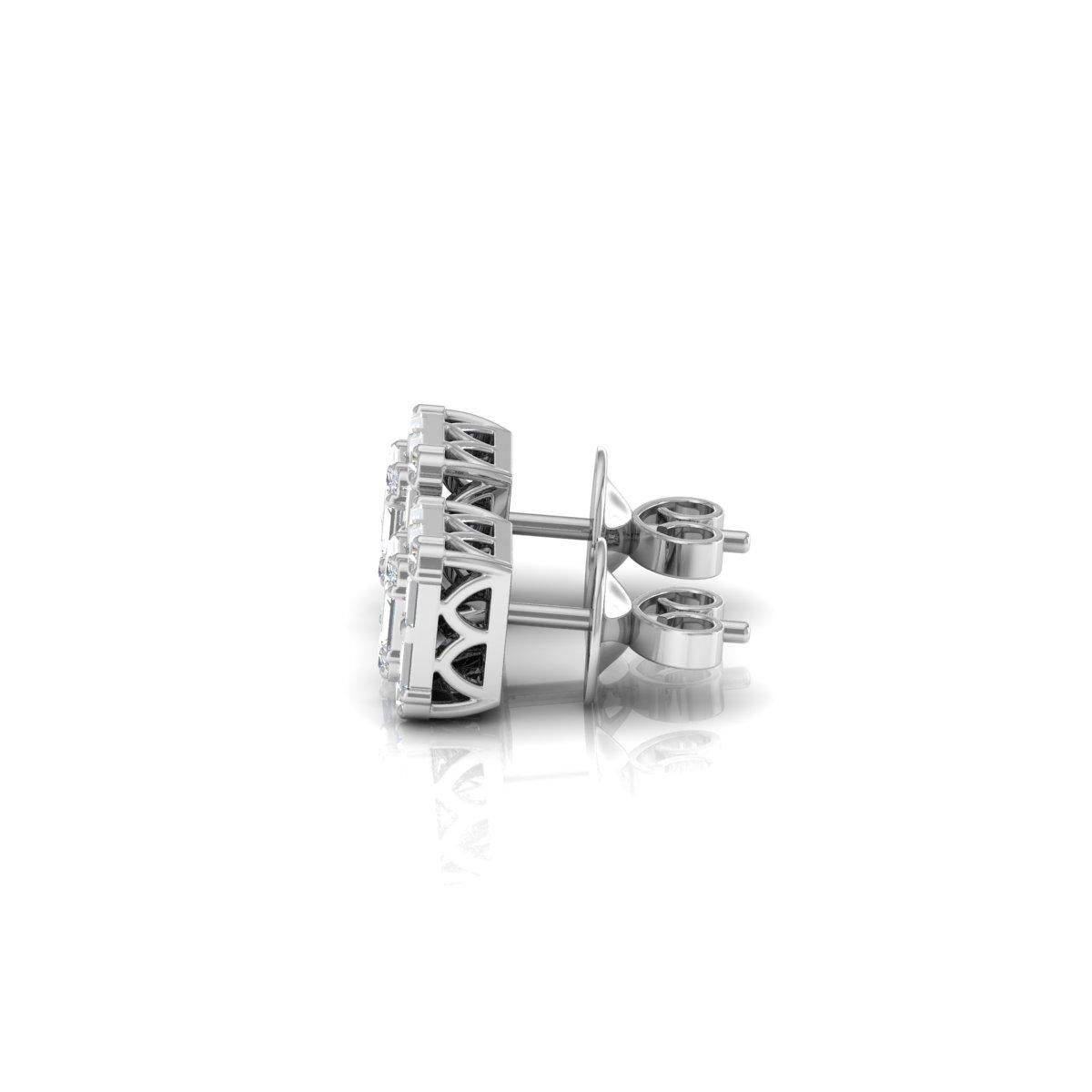 Real 1.13 Carat Baguette Diamond Stud Earrings 14 Karat White Gold Fine Jewelry In New Condition For Sale In Diera, Dubai