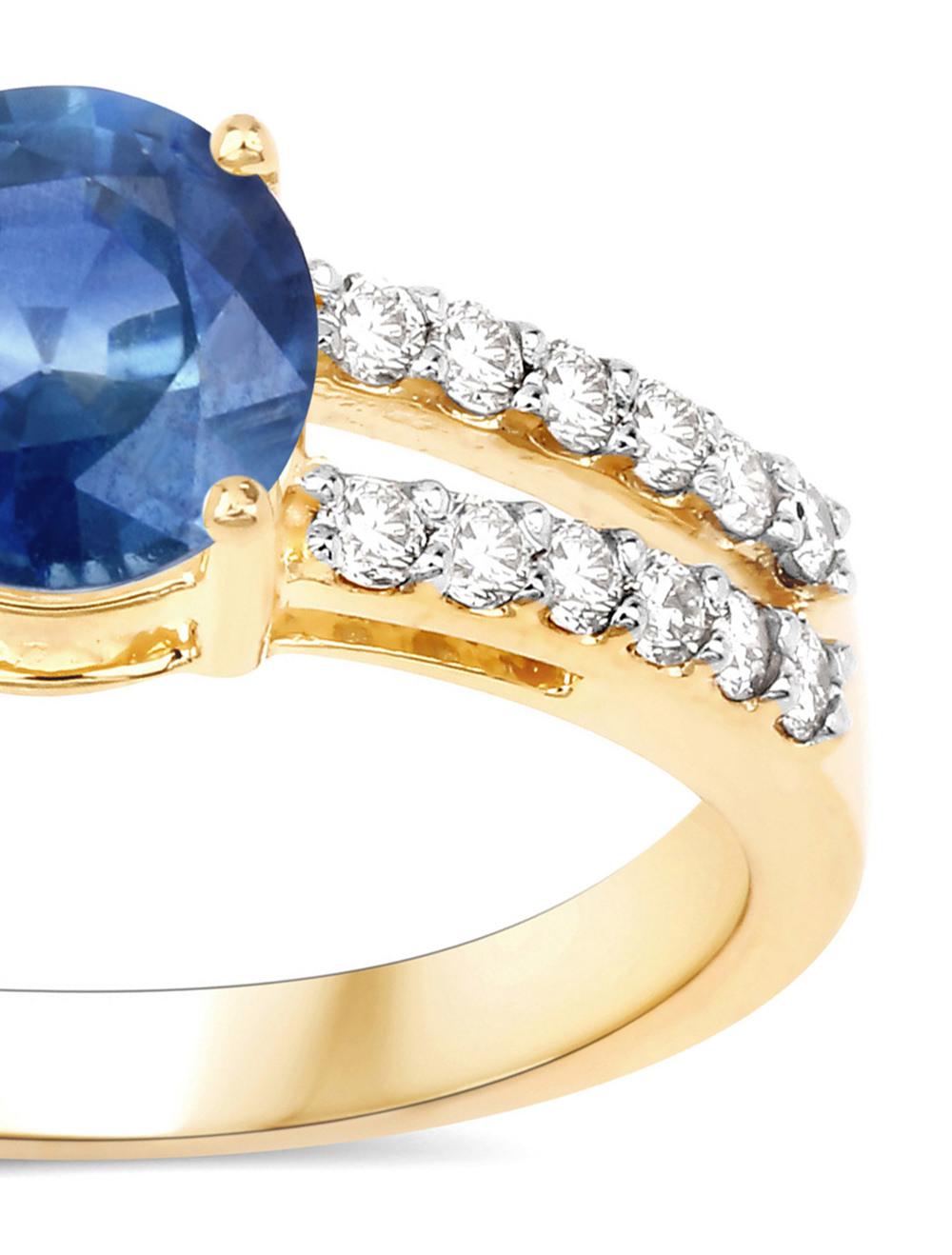 Natural 1 Carat Blue Sapphire and Diamond Ring Set In 14K Yellow Gold In New Condition For Sale In Laguna Niguel, CA