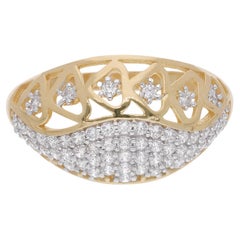 Natürlicher 1 Karat Diamant Dome Crown Design Ring 14 Karat Gelbgold Feine Juwelen