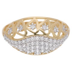 Nature 1 Carat Diamond Dome Ring 18 Karat Yellow Gold Handmade Fine Jewelry (Bague dôme en or jaune 18 carats)