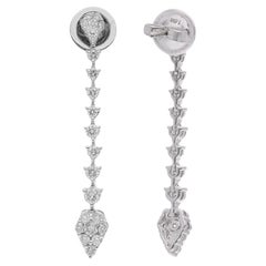 Natürliche 1 Karat Diamant Tropfenohrringe 18 Karat Weißgold Schmuck