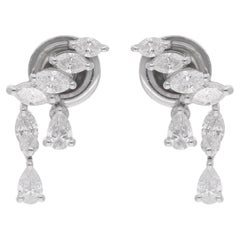 Orecchini di diamanti a pera naturale da 1 carato in oro bianco 14 carati Gioielli di pregio