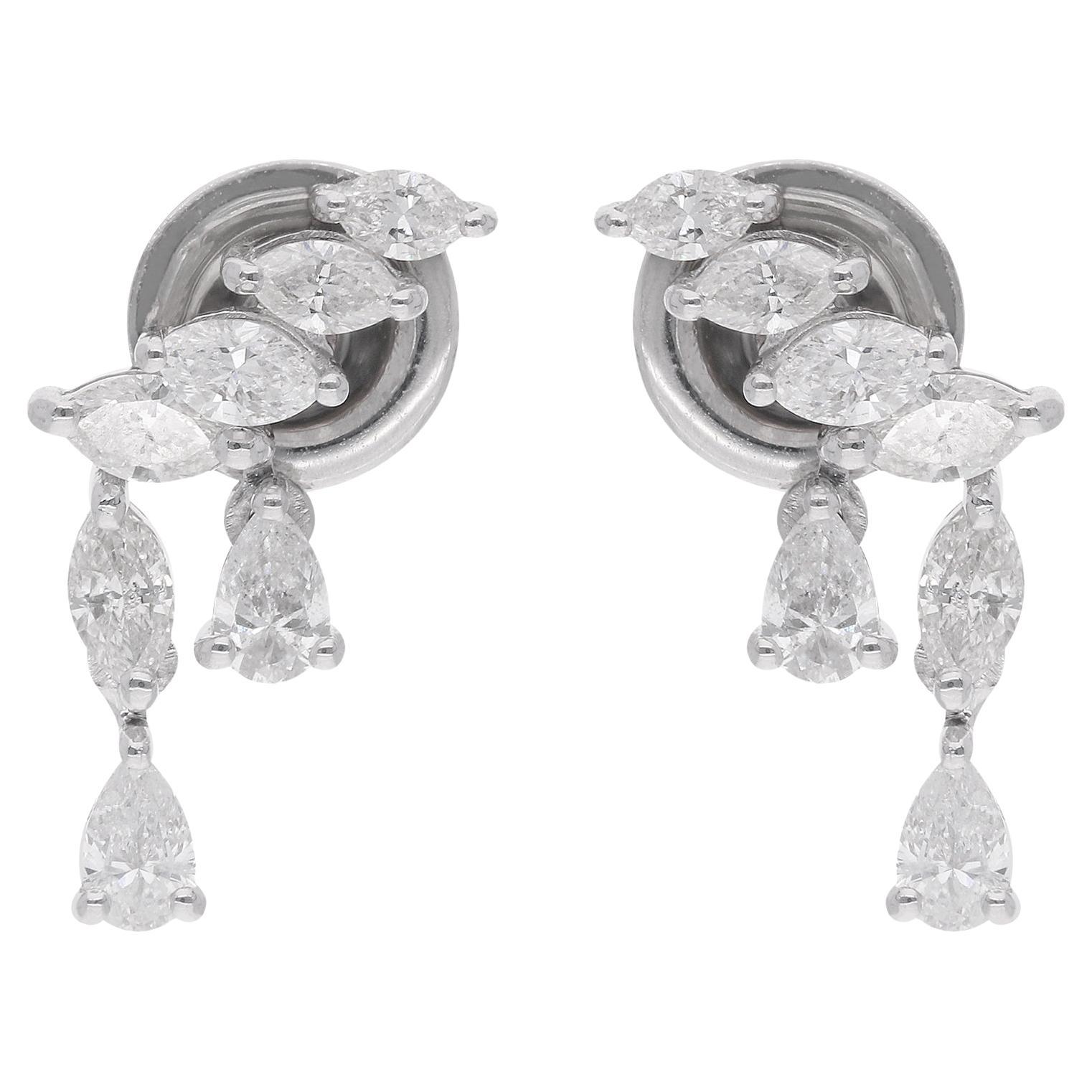 Orecchini di diamanti a pera naturale da 1 carato in oro bianco 18 carati Gioielli di pregio