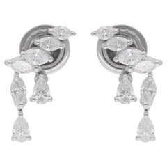 Orecchini di diamanti a pera naturale da 1 carato in oro bianco 18 carati Gioielli di pregio