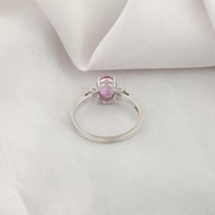 Nature 1 Carat Pink Sapphire 0.26 Carat SI/H Diamond Ring 18 Karat White Gold