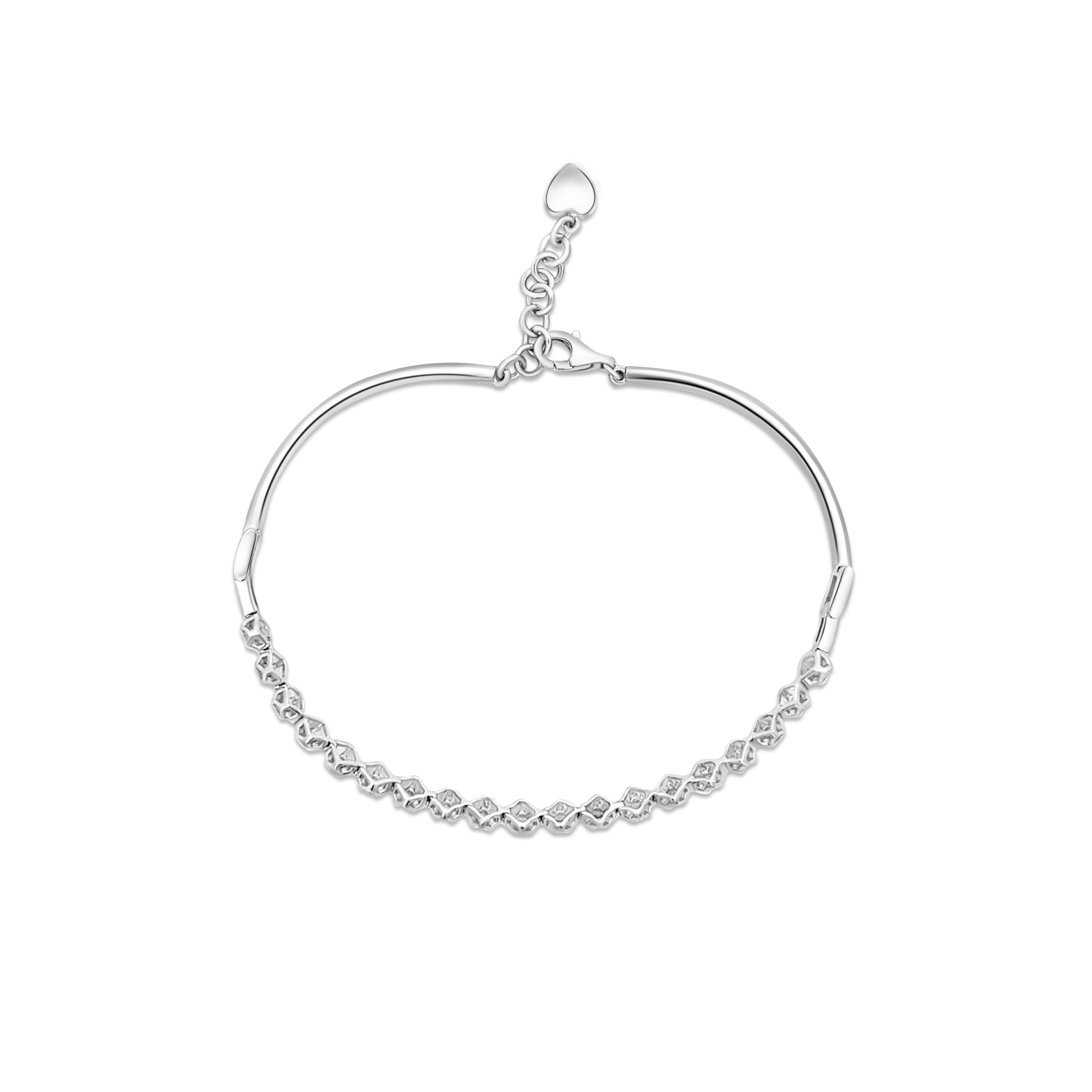 Taille brillant Bracelet demi-jupe tennis avec diamants ronds naturels de 1 carat en vente